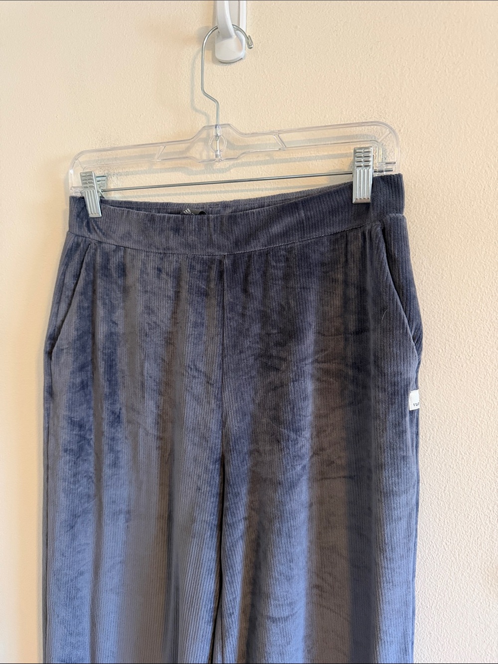 Vuori Haven Wide Leg Pants Women's Size Small Ribbed Velour High Rise Azure Blue - Picture 4 of 9